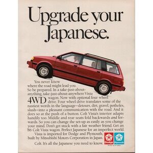 Dodge Plymouth Colt Vista Wagon 4WD Mitsubishi Japanese Car Print Ad 1986